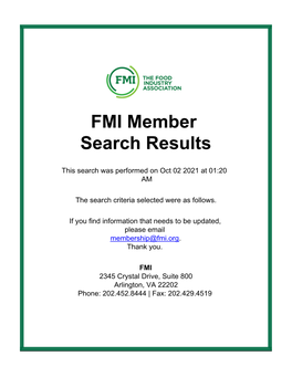 FMI Member Search Results