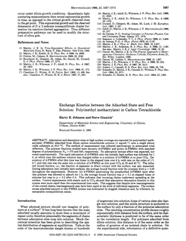 Exchange Kinetics Between the Adsorbed State and Free Solution: Poly(Methy1 Methacrylate) in Carbon Tetrachloride