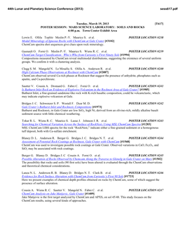 MARS SCIENCE LABORATORY: SOILS and ROCKS 6:00 P.M