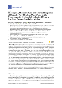 Iron Oxide Nanocomposite Hydrogels Synthesized Using a One-Step Gamma-Irradiation Method