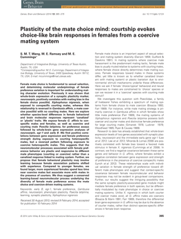 Plasticity of the Mate Choice Mind: Courtship Evokes Choice-Like Brain Responses in Females from a Coercive Mating System