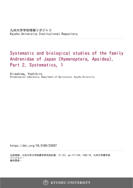 (Hymenoptera, Apoidea). Part 2. Systematics, 1