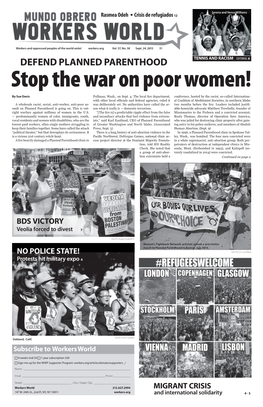 DEFEND PLANNED PARENTHOOD TENNIS and RACISM EDITORIAL 6 Stop the War on Poor Women! by Sue Davis Pullman, Wash., on Sept