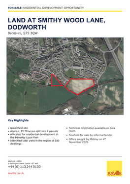 LAND at SMITHY WOOD LANE, DODWORTH Barnsley, S75 3QW