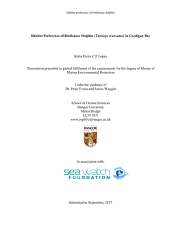 Habitat Preference of Bottlenose Dolphin