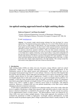 An Optical Sensing Approach Based on Light Emitting Diodes