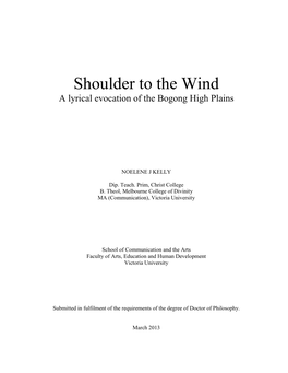 Shoulder to the Wind a Lyrical Evocation of the Bogong High Plains