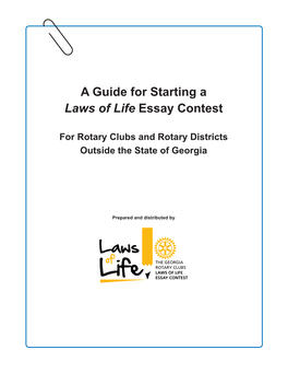 A Guide for Starting a Laws of Life Essay Contest