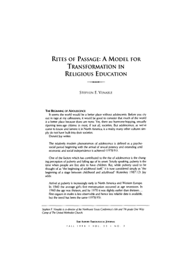 Rites of Passage: a Model for Transformation in Religious Education