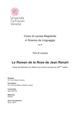 Le Roman De La Rose De Jean Renart