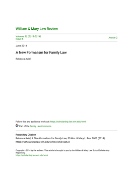 A New Formalism for Family Law