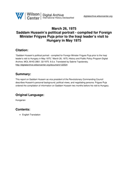 March 26, 1975 Saddam Hussein's