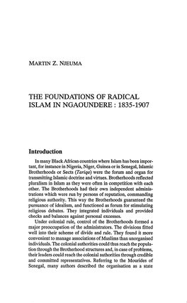 The Foundations of Radical Islam in Ngaoundere : 1835-1907