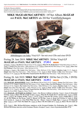 Infomail 31.08.19: MIKE Mcgear Album