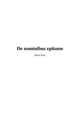 De Nominibus Epitome