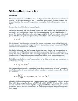Stefan–Boltzmann Law