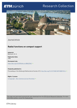 Radial Functions on Compact Support