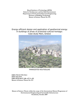 Energy-Efficient Design and Application of Geothermal Energy in Buildings of Areas of Protected Cultural Heritage: Case Study Mani, Greece