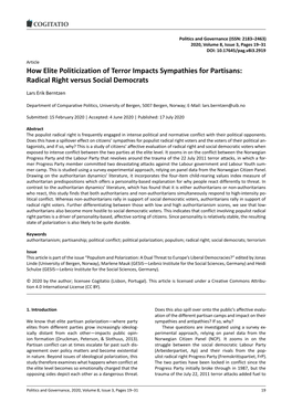 How Elite Politicization of Terror Impacts Sympathies for Partisans: Radical Right Versus Social Democrats