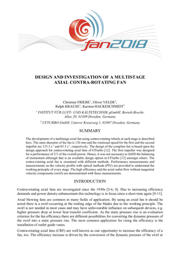 Design and Investigation of a Multistage Axial Contra-Rotating Fan