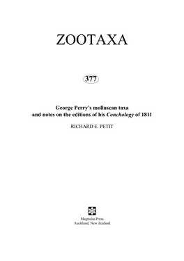 George Perry's Molluscan Taxa and Notes on the Editions of His