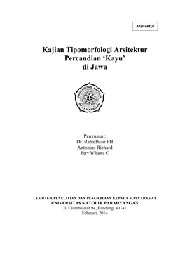 Kajian Tipomorfologi Arsitektur Percandian ‘Kayu’ Di Jawa