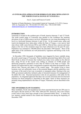 An Integrated Approach for Debris-Flow Risk Mitigation in the North Coastal Range of Venezuela