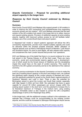 Airports Commission: Long Term Response Kent County Council