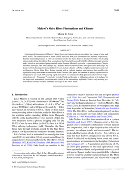 Malawi's Shire River Fluctuations and Climate