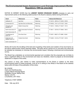 The Environmental Impact Assessment (Land Drainage Improvement Works) Regulations 1999 (As Amended)