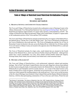 Town and Village of Waterford Section II. Inventory and Analysis