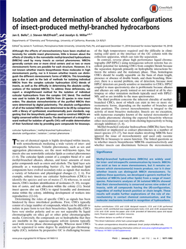 Isolation and Determination of Absolute Configurations of Insect-Produced Methyl-Branched Hydrocarbons