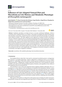 Influence of Lab Adapted Natural Diet and Microbiota on Life History And