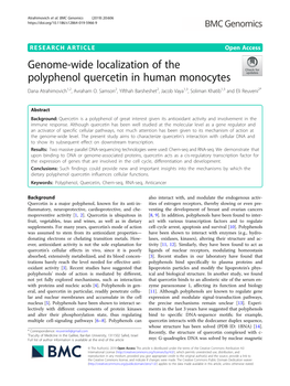 Genome-Wide Localization of the Polyphenol Quercetin in Human Monocytes Dana Atrahimovich1,2, Avraham O
