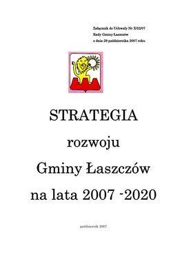 STRATEGIA Rozwoju Gminy Łaszczów Na Lata 2007 -2020