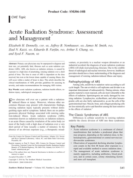 Acute Radiation Syndrome: Assessment and Management