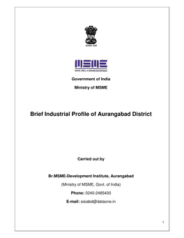 Brief Industrial Profile of Aurangabad District