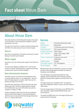 Fact Sheet Hinze Dam