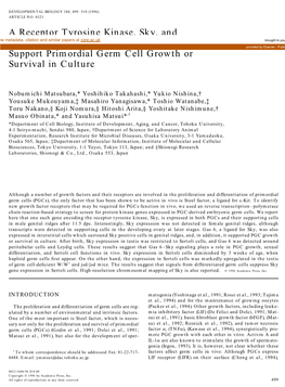 A Receptor Tyrosine Kinase, Sky, and Its Ligand Gas 6 Are Expressed In