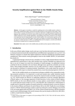 Security Amplification Against Meet-In-The-Middle Attacks Using