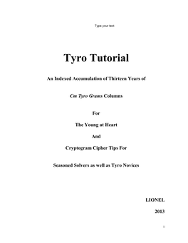 Tyro Tutorial