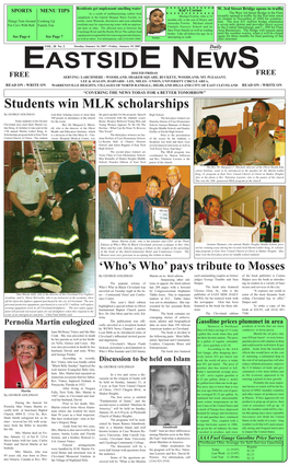 Students Win MLK Scholarships by GEORGE GOLDMAN Read Their Winning Essays to More Than the Guest Speaker for the Program