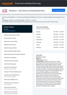 10 Bus Time Schedule & Line Route