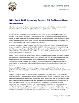 NFL Draft 2017 Scouting Report: QB Deshone Kizer, Notre Dame