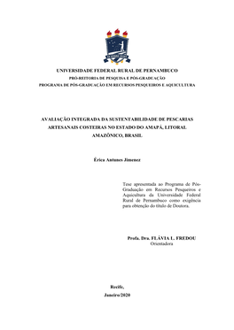 Avaliação Integrada Da Sustentabilidade De Pescarias Artesanais Costeiras No Estado Do Amapá, Litoral Amazônico, Brasil