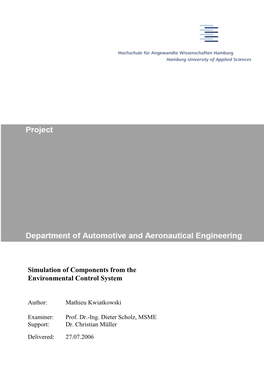 Simulation of Components from the Environmental Control System