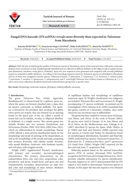 Fungal DNA Barcode (ITS Nrdna) Reveals More Diversity Than Expected in Tulostoma from Macedonia