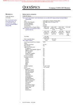 QUICKSPECS Compaq V1000 CRT Monitor