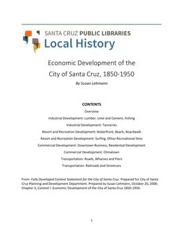 Economic Development of the City of Santa Cruz, 1850-1950 by Susan Lehmann