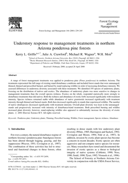 Understory Response to Management Treatments in Northern Arizona Ponderosa Pine Forests Kerry L